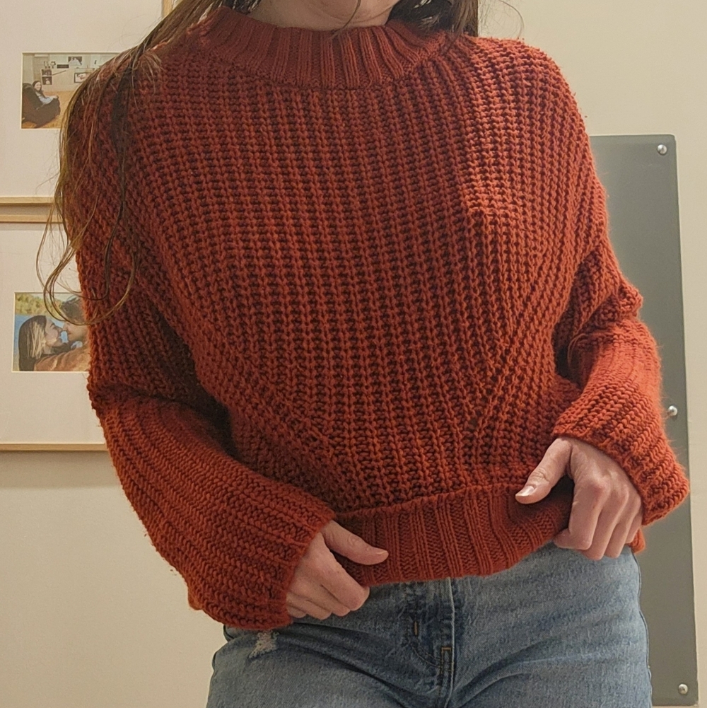 moon & madison Brick Red Chunky Knit Sweater